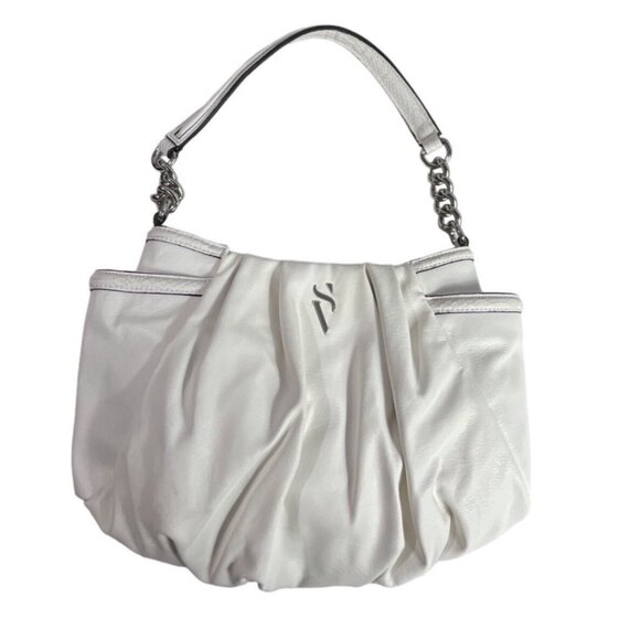 Simply Vera Women's White Ivory Shoulder Bag With Silver Tone Chain Strap Sz M - Picture 1 of 13